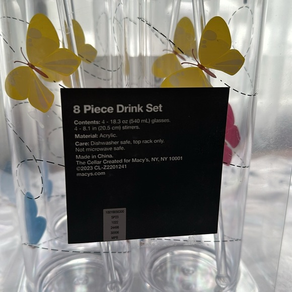 Butterfly Set of 4 Tom Collins Glasses - Picture 3 of 4